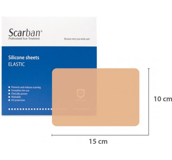 Scarban  set za nego brazgotin z UV zaščito - silikonski obliž 10x15cm in tekoče milo za čiščenje obliža (1x obliž + 50 ml)